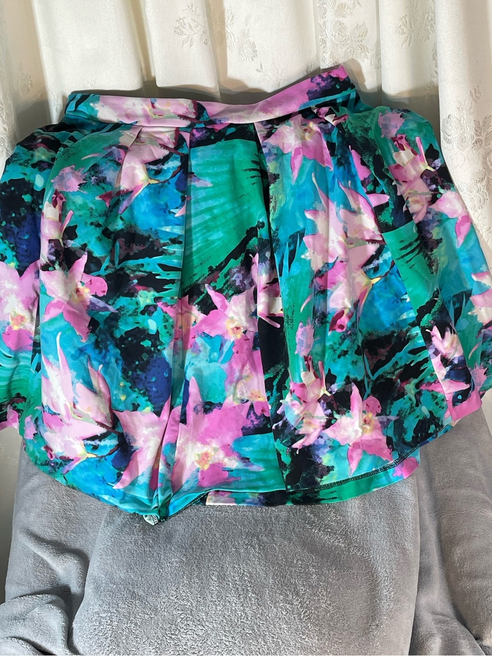 Cynthia Rowley Floral Skater Skirt- Pink & Aqua